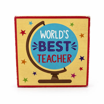 ריבוע עץ דקורטיבי-Worlds BEST TEACHER