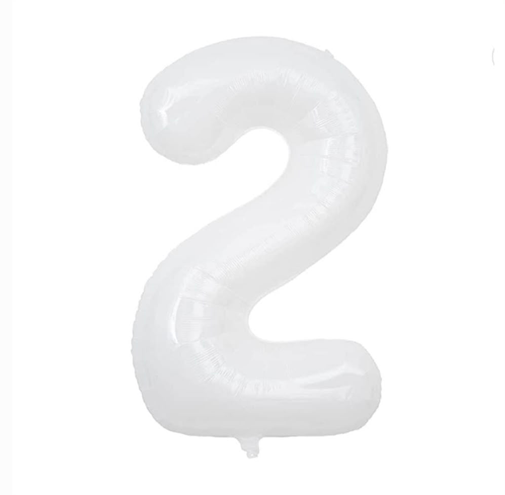 בלון ספרה 2 בגודל 34 אינץ בצבע לבן