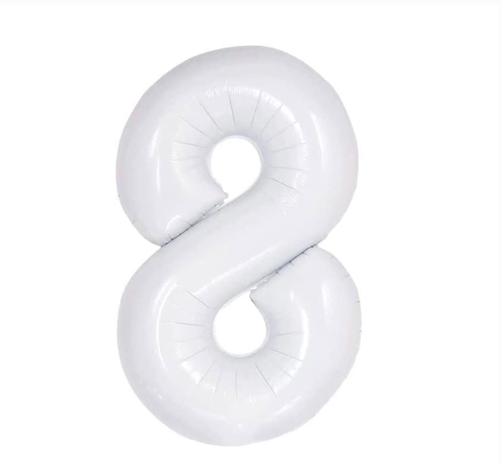 בלון ספרה 8 בגודל 34 אינץ בצבע לבן