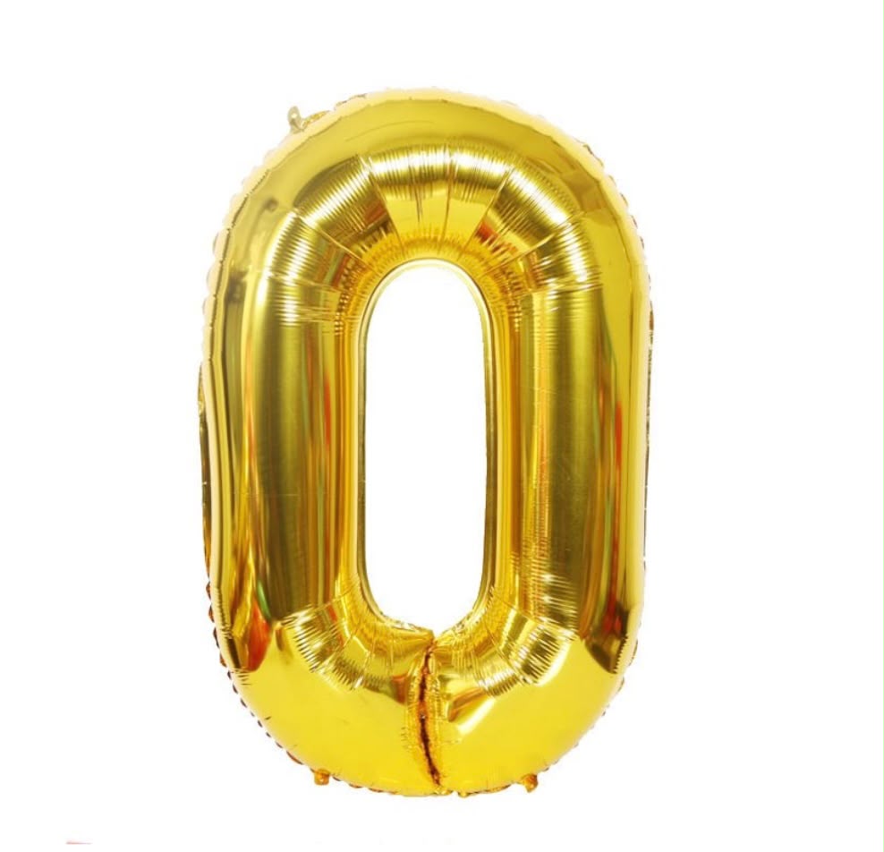 בלון ספרה 0 בגודל 34 אינץ בצבע זהב