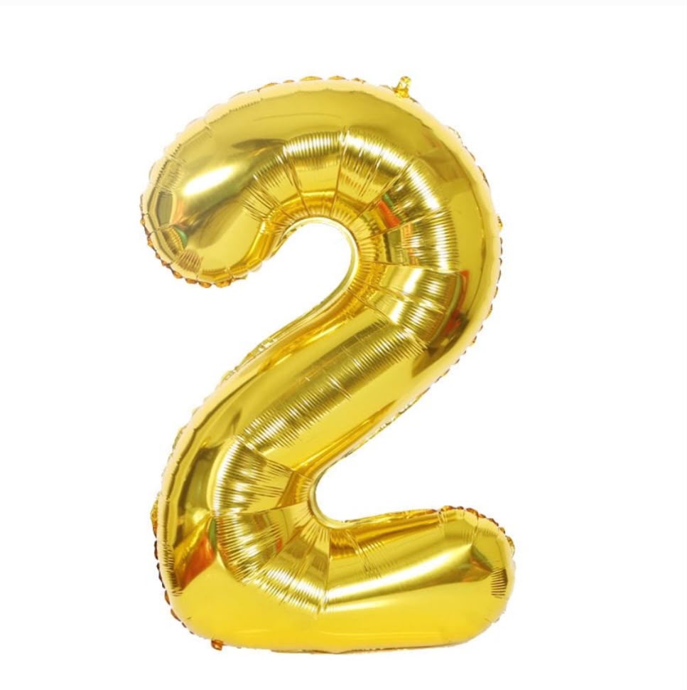 בלון ספרה 2 בגודל 34 אינץ בצבע זהב