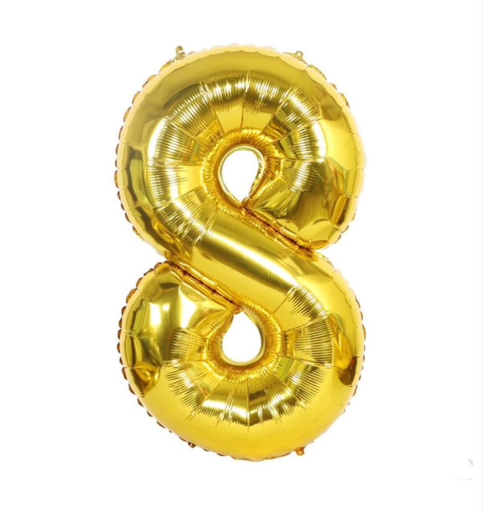 בלון ספרה 8 בגודל 34 אינץ בצבע זהב