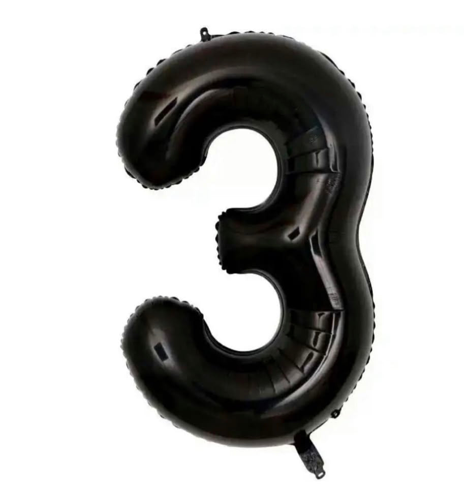 בלון ספרה 3 בגודל 34 אינץ בצבע שחור