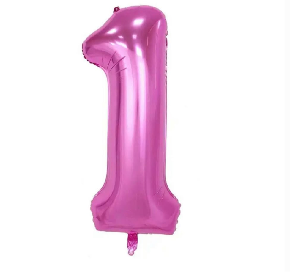 בלון ספרה 1 בגודל 34 אינץ בצבע ורוד