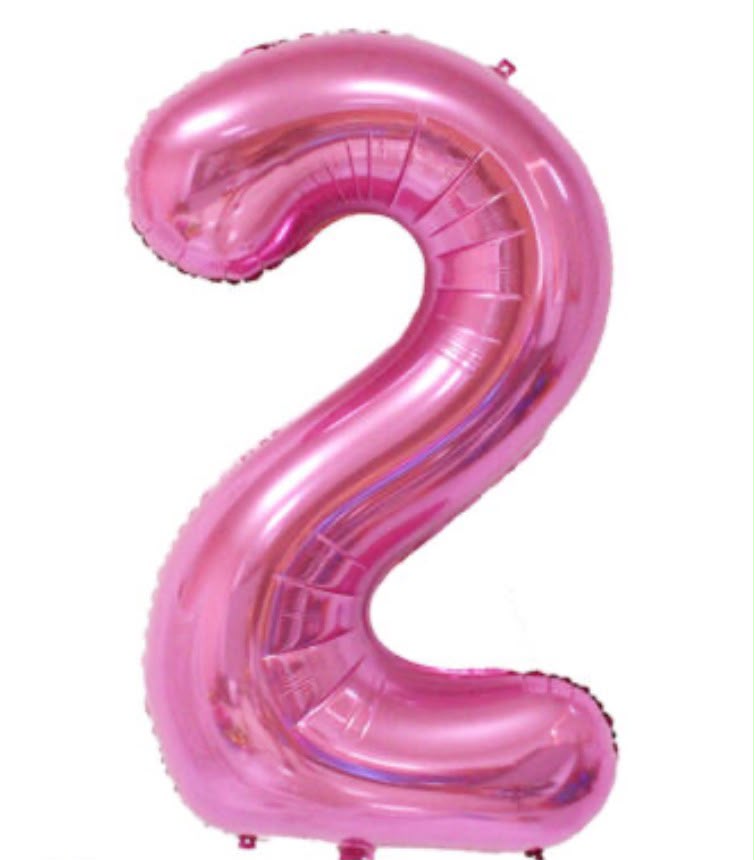 בלון ספרה 2 בגודל 34 אינץ בצבע ורוד