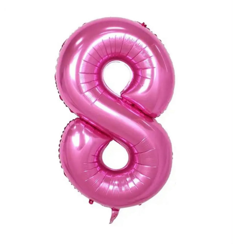 בלון ספרה 8 בגודל 34 אינץ בצבע ורוד