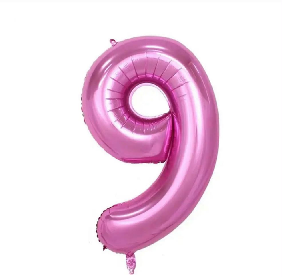 בלון ספרה 9 בגודל 34 אינץ בצבע ורוד
